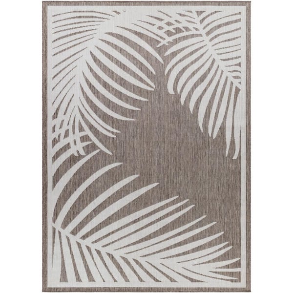 Livabliss Long Beach Brown/Cream Botanical 7 ft. x 9 ft. Indoor/Outdoor Area Rug