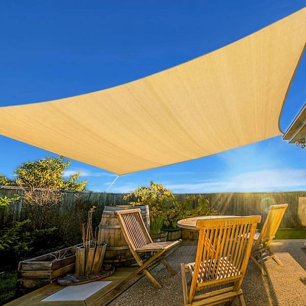 16 ft. x 16 ft. x 16 ft.190G Triangle Sun Shade Sail Screen Canopy, Outdoor Patio and Pergola Cover in Sand