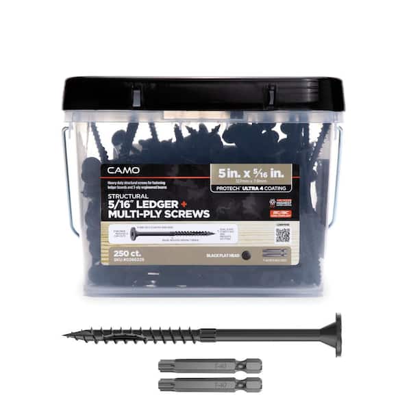 CAMO 5/16 in. x 5 in. Star Drive Flat Head Multi-Purpose + Multi-Ply + Ledger Structural Wood Screw- Exterior Coat (250-Pack)