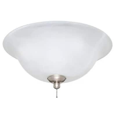 2-Light Alabaster White Glass Bowl Ceiling Fan LED Light Kit