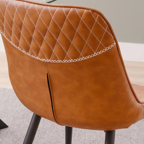 Linon Home Decor Owen Brown Faux Leather Dining Side Chair Linon Home Decor Owen Brown Faux Leather Dining Side Chair