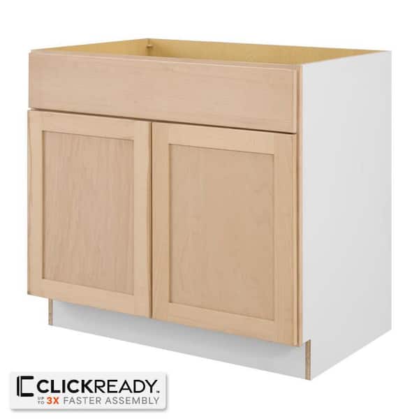 36 in. W x 24 in. D x 34.5 in. H Ready to Assemble Base Kitchen Cabinet in Unfinished with CLICKREADY Technology