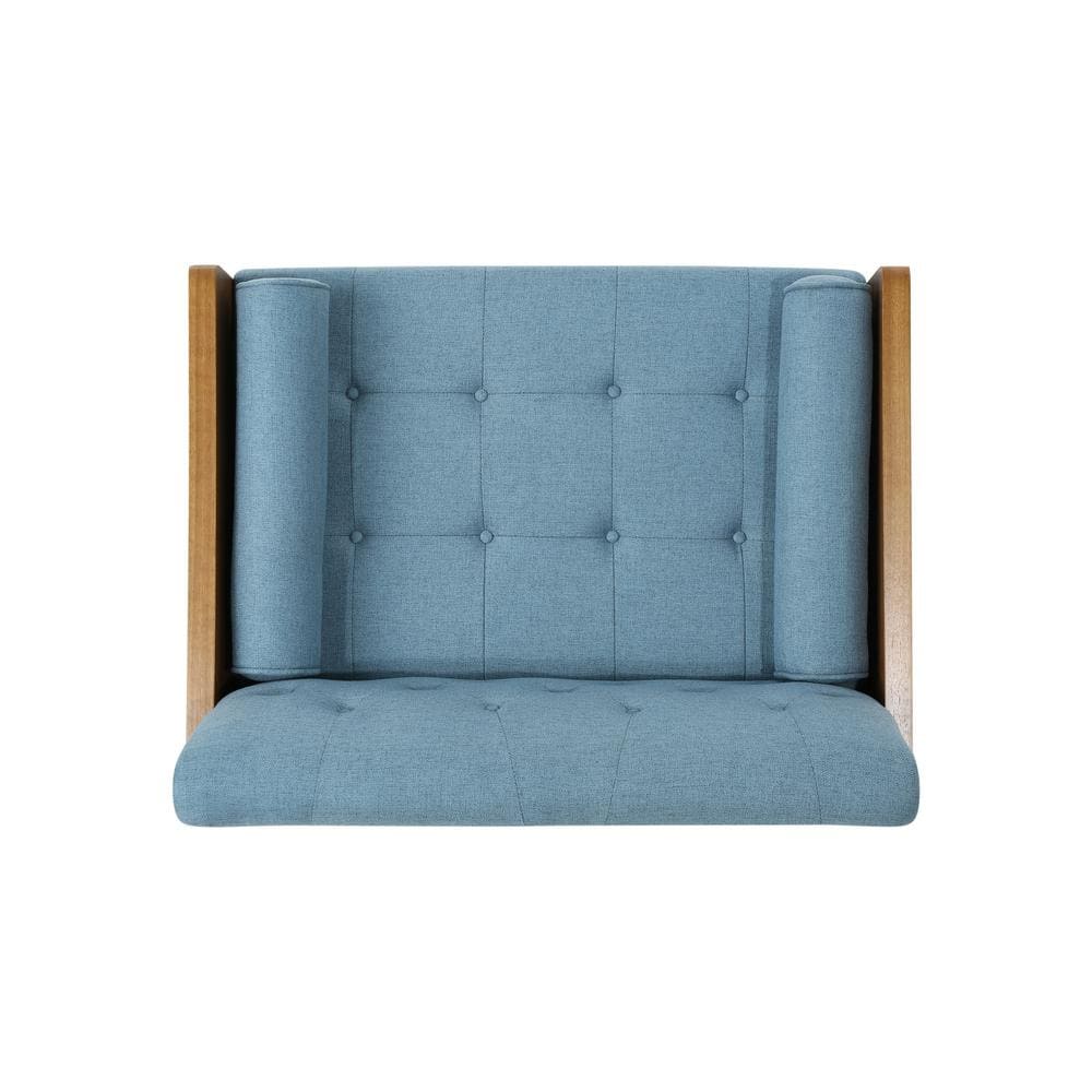 Blue and Walnut Mid-Century Modern Club Chair