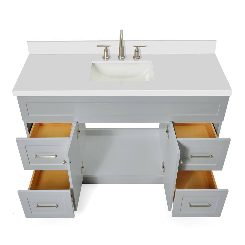 Gray 55" Freestanding Single Basin Vanity with Quartz Countertop