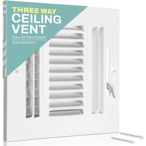 10 in. x 10 in. 3-Way Air Vent Covers for Home Ceiling or Wall Grille Register Cover with Adjustable Damper, White
