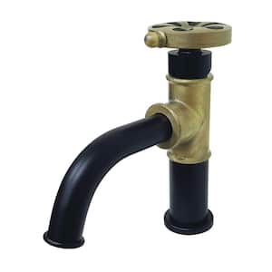 Belknap Single-Handle Single Hole Bathroom Faucet with Push Pop-Up in Matte Black/Antique Brass