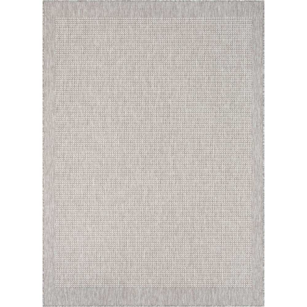 Grey Ivory Flatweave Indoor Outdoor Synthetic Rug