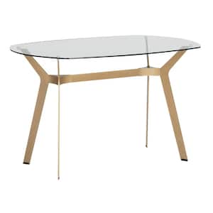 Archtech 48 in. Round Gold, Tempered Glass Metal Frame Small Space Dining Table