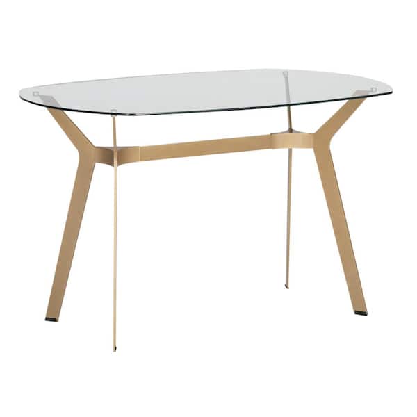 Studio Designs Home Archtech 48 in. Round Gold, Tempered Glass Metal Frame Small Space Dining Table