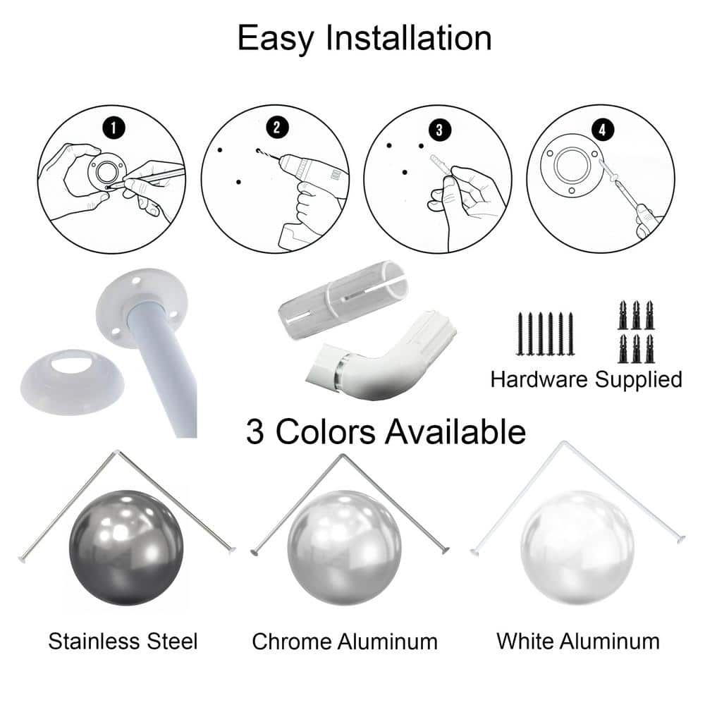 White L-Shaped Wall Mounted Corner Shower Curtain Rod