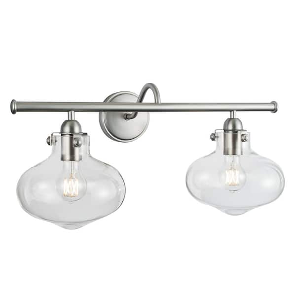 NORWELL Clara 2-Light Brush Nickel Wall Sconce