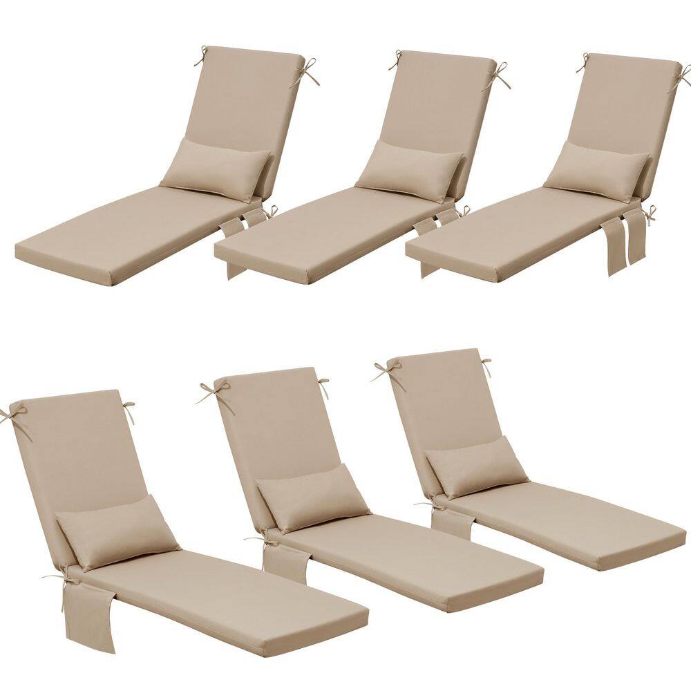6 Pieces Outdoor Chaise Lounge Cushion in Beige 71 in. x 21 in. x 2.8 in. Patio Chair Cushions with Zipper and Pillows price history on PriceWatchPro