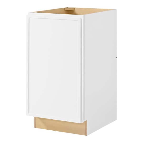 Leyton 18 in. W x 24 in. D x 34.5 in. H Ready to Assemble Plywood Slim Shaker Trash Can Kitchen Cabinet in Alpine White