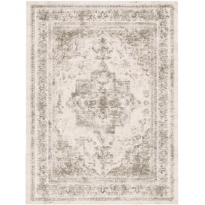 Persia 9 ft. x 12 ft. Taupe Vintage Medallion Distressed Area Rug