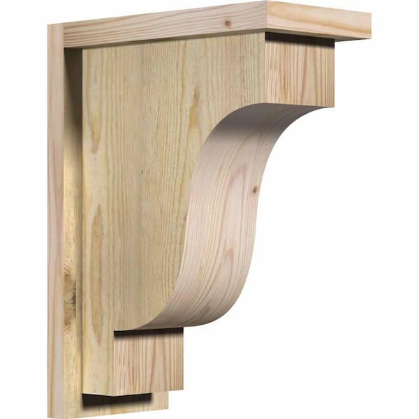 Ekena Millwork 6 in. x 12 in. x 16 in. Douglas Fir Newport Rough Sawn Corbel with Backplate