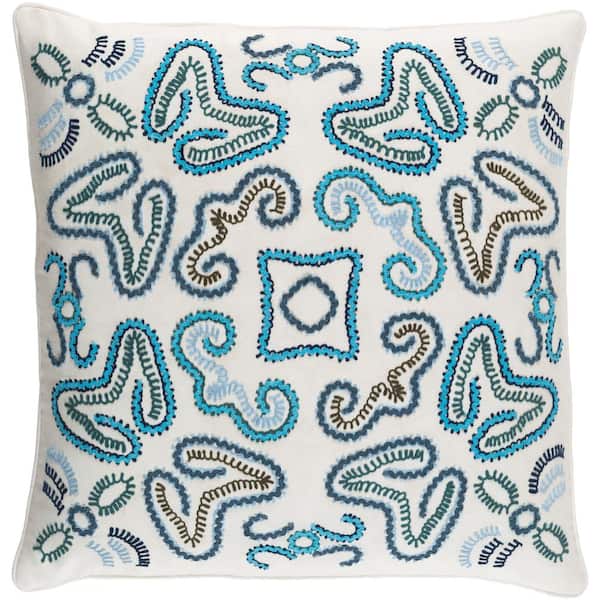 Livabliss Dunbridge Blue Graphic Polyester 22 in. x 22 in. Throw Pillow