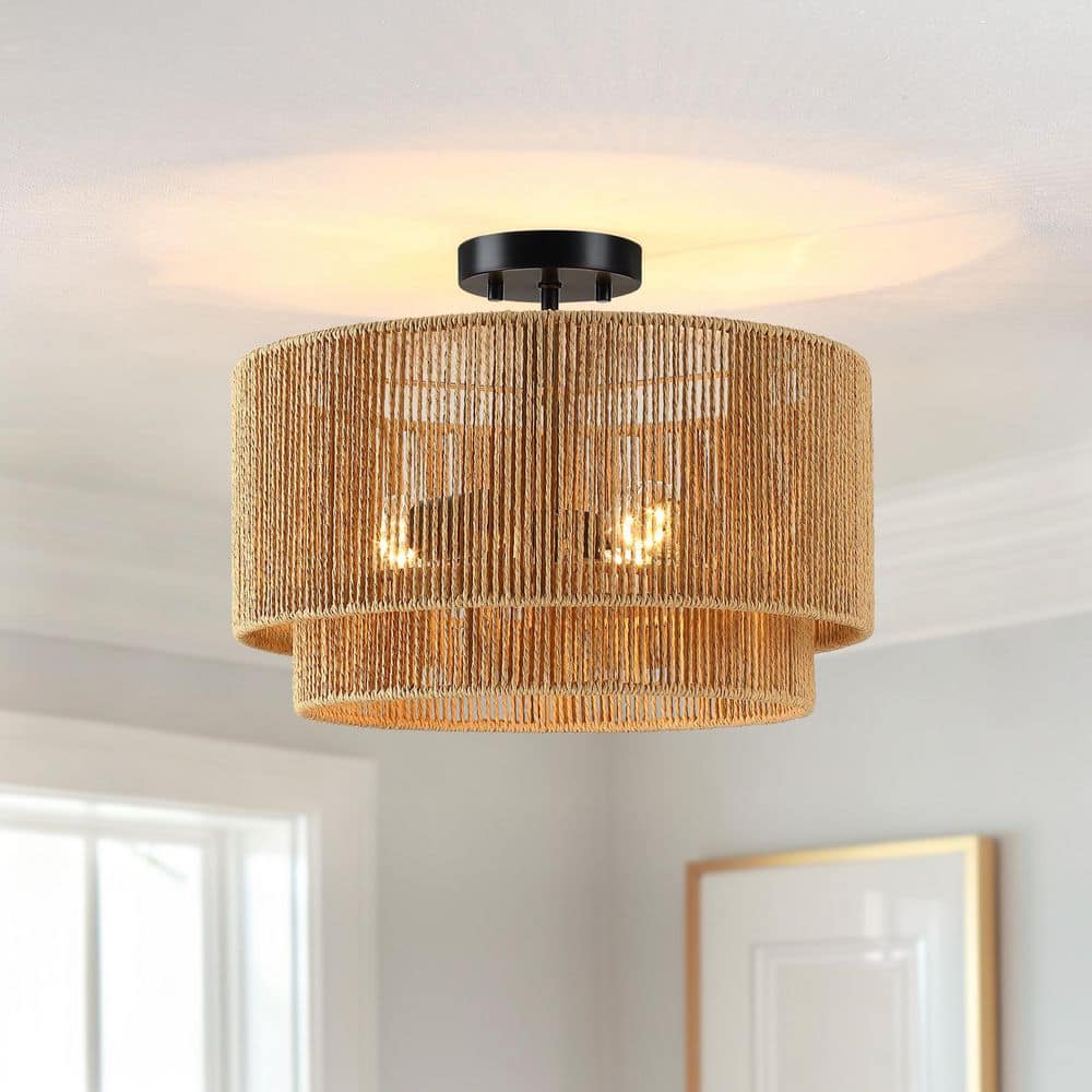 Bohe 16 in. 3-Light Tiered Drum Semi-Flush Mount price history on PriceWatchPro