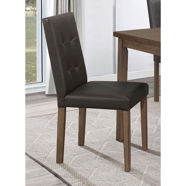 Benzara Set of 2 Contemporary/Modern Faux Leather Upholstered Dining Side  Chair (Wood Frame) in the Dining Chairs department at
