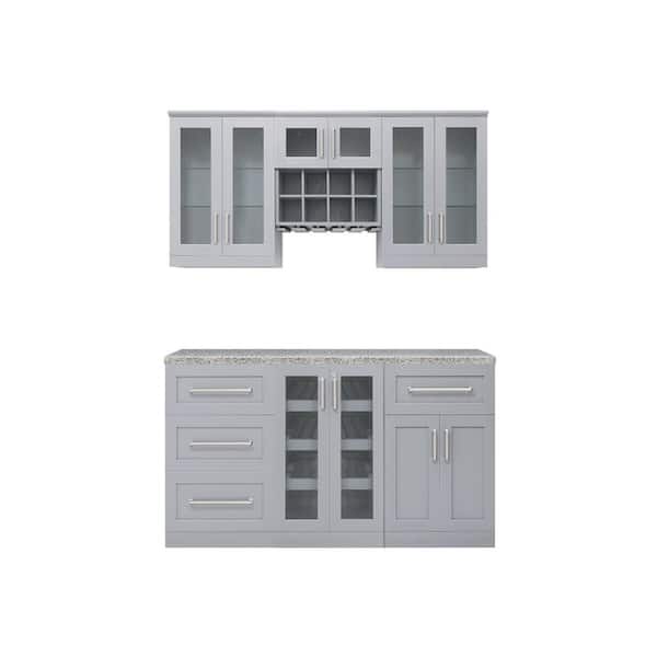 NewAge Products Home Bar Gray Cabinet Set (7-Piece)