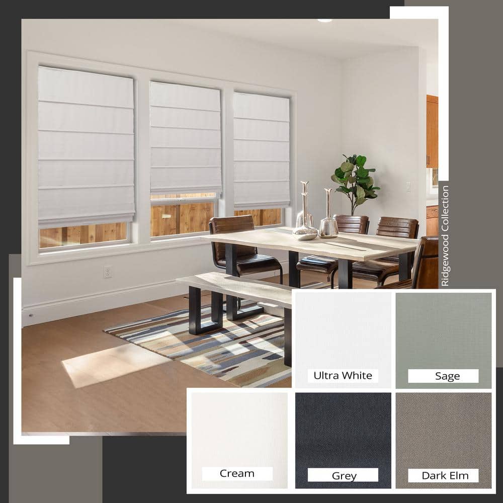 Ultra White Cordless Fabric Roman Blackout Shade 36" x 72"