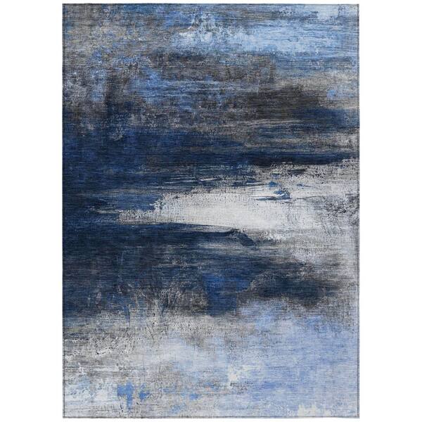 Chantille Machine Washable Indoor/Outdoor Abstract ACN2016 Navy 9 ft. x 12 ft. Area Rug