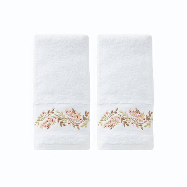 SKL Home Misty White Floral Cotton Single Hand Towel