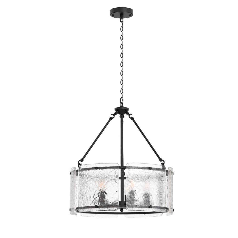 Emeritpro 5-Light Black Drum Chandelier Pendant Light with