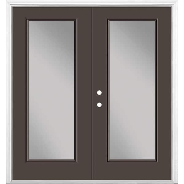 Masonite 60 in. x 80 in. Willow Wood Steel Prehung Right-Hand Inswing Full Lite Clear Glass Patio Door with Brickmold