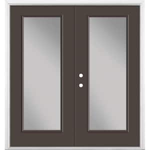 72 in. x 80 in. Willow Wood Steel Prehung Right-Hand Inswing Full Lite Clear Glass Patio Door with Brickmold Vinyl Frame