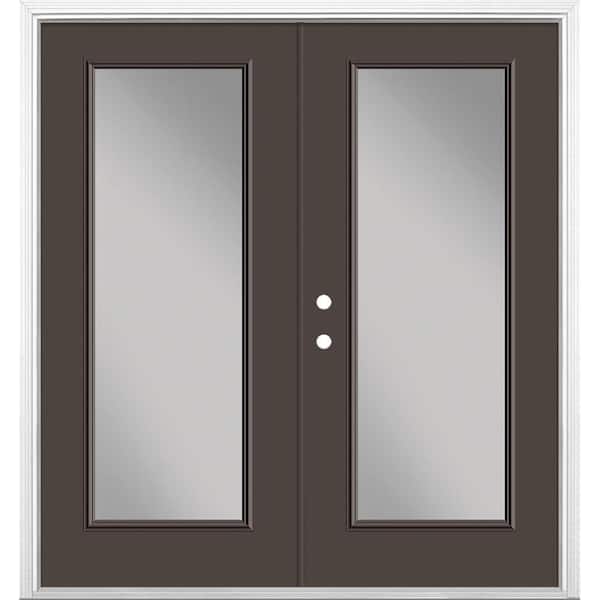 72 in. x 80 in. Willow Wood Steel Prehung Right-Hand Inswing Full Lite Clear Glass Patio Door with Brickmold Vinyl Frame
