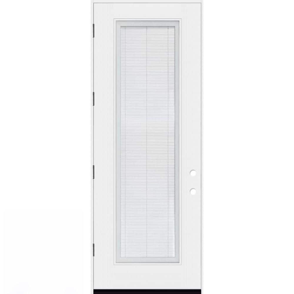 Legacy 32 in. x 96 in. Full Lite Clear White Mini-Blind Glass RHOS Unfinished Fiberglass Prehung Front Door 4-9/16 Jamb price history on PriceWatchPro