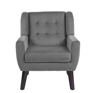 Gray Velvet Upholstery Arm Chair (Set of 1)