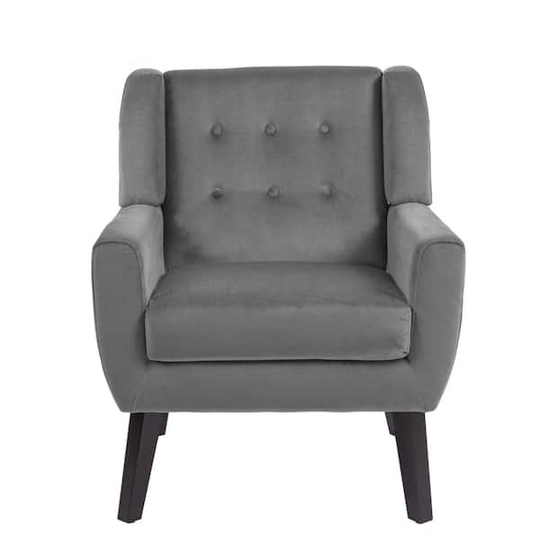 Uixe Gray Velvet Upholstery Arm Chair (Set of 1) SF0003-GY-VT - The ...