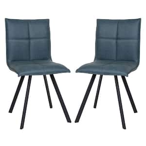 Wesley Peacock Blue Faux Leather Dining Chair Set of 2