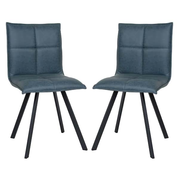 Leisuremod Wesley Peacock Blue Faux Leather Dining Chair Set of 2