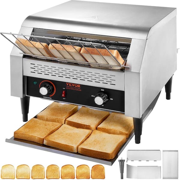 Commercial Conveyor Toaster 450 Slices/Hour Conveyor Belt Toaster Heavy Duty Stainless Steel Commercial Toaster Silver