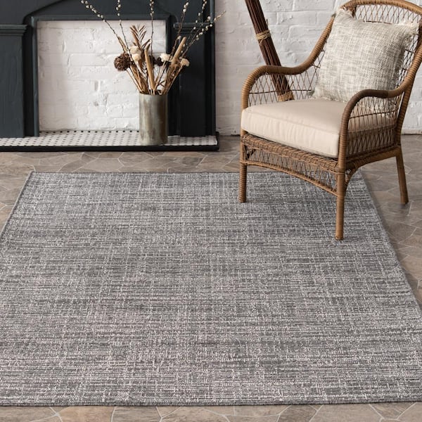 Wicker Weave Gray 6 ft. x 9 ft. Indoor/Outdoor Area Rug