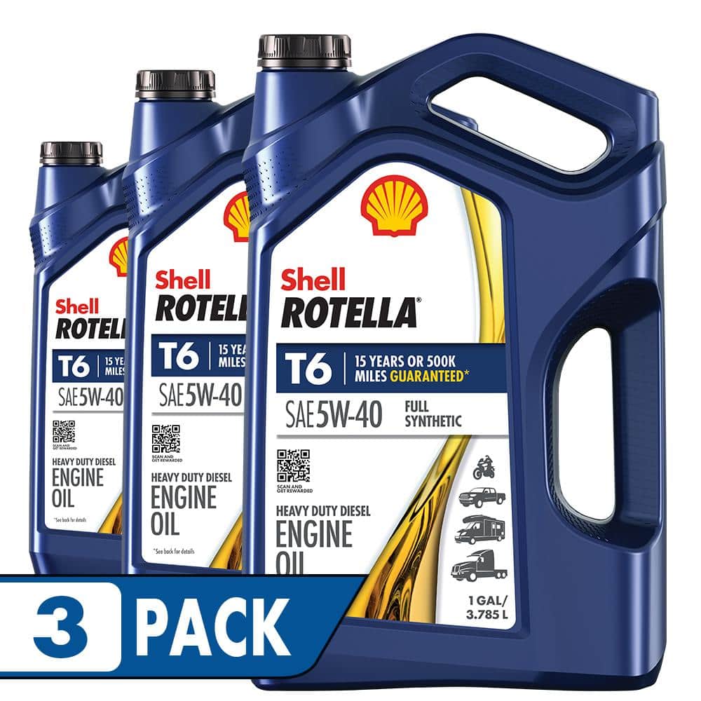 Shell Rotella Shell Rotella T6 Full Synthetic SAE 5W-40 Diesel Motor Oil 1  Gal. (Case of 3) 550045347 - The Home Depot