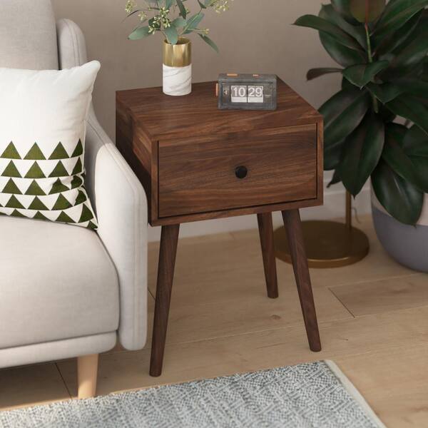 bedsidedrama BROWN サイズ2 TAYLOR + LOGAN 1-Drawer Dark Walnut Nightstand (24 x 18 x 14) NI