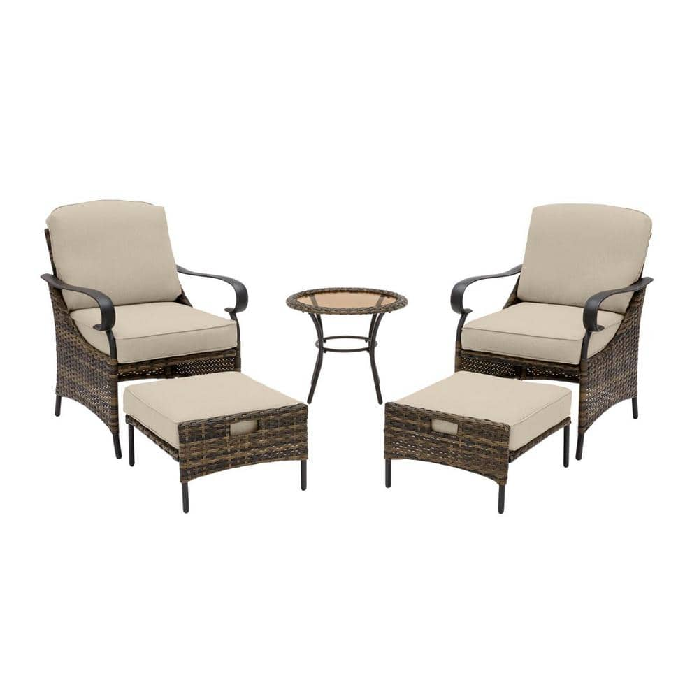 Hampton Bay Layton Pointe 5-Piece Brown Wicker Outdoor Patio ...