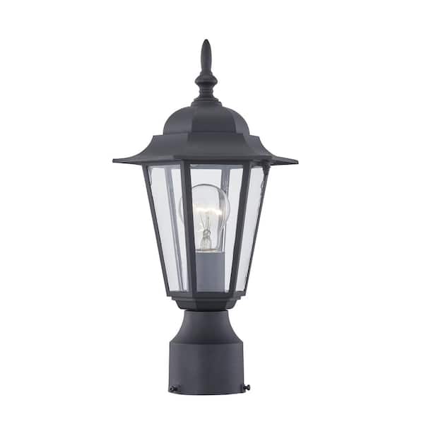 Allison 1-Light Matte Black Aluminum Hardwired Outdoor Weather Resistant Post Light Set