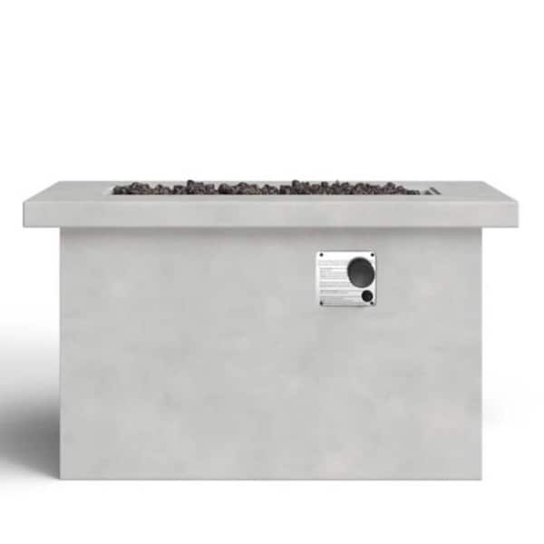 Zeus & Ruta 42 in. 50000 BTU Gray Concrete Rectangle Propane Outdoor Fire Pit Table for Outside Patio