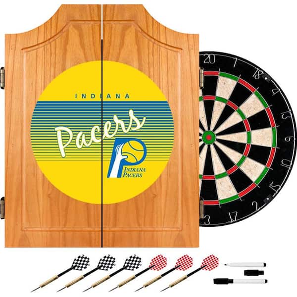Trademark 20.5 in. Indiana Pacers Hardwood Classics NBA Wood Dart Cabinet Set