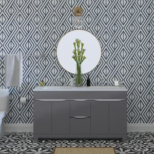 Clare 60 in. W x 19 in. D x 33 in. H Double Sink Freestanding Bath Vanity in Cement with White Cultured Marble Top