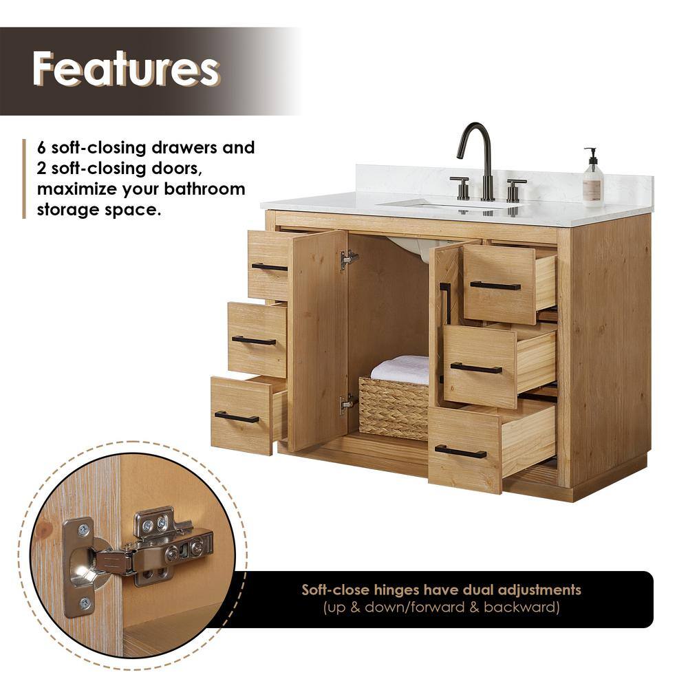 Bellavia 48" Weathered Fir Wood Vanity with Engineered Stone Top