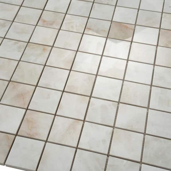 Apollo Tile (Sample) Wall Beige Natural Shell 4-in x 4-in Polished Marble Uniform Squares Patterned Wall Tile