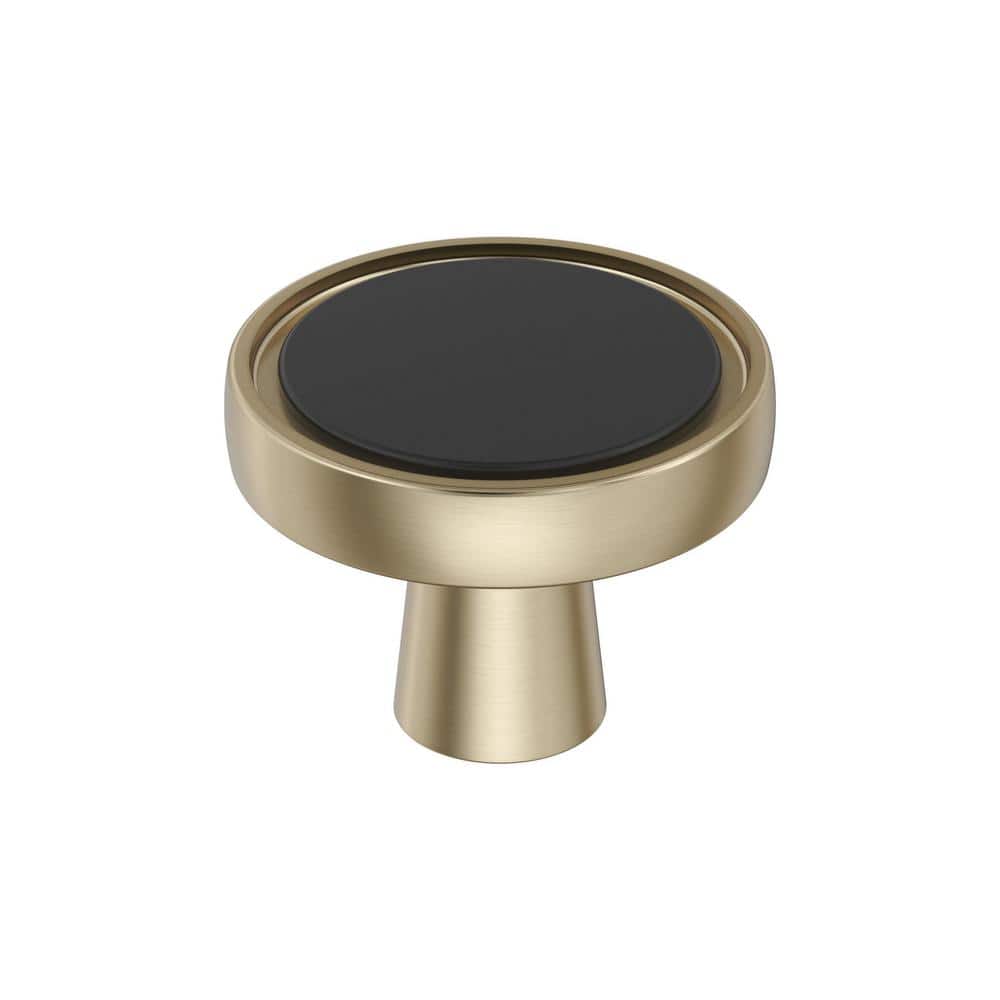 Mergence 1-3/8 in. (35 mm) Modern Matte Black/Golden Champagne Round Cabinet Knob price history on PriceWatchPro