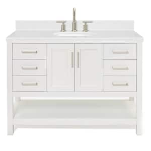 Magnolia 48.25 in. W x 22 in. D x 36 in. H Single Freestanding Bath Vanity in White with Carrara Qt. Top