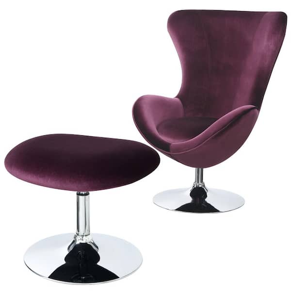 Benjara Eloise Contemporary Purple with Ottoman Metal Chair