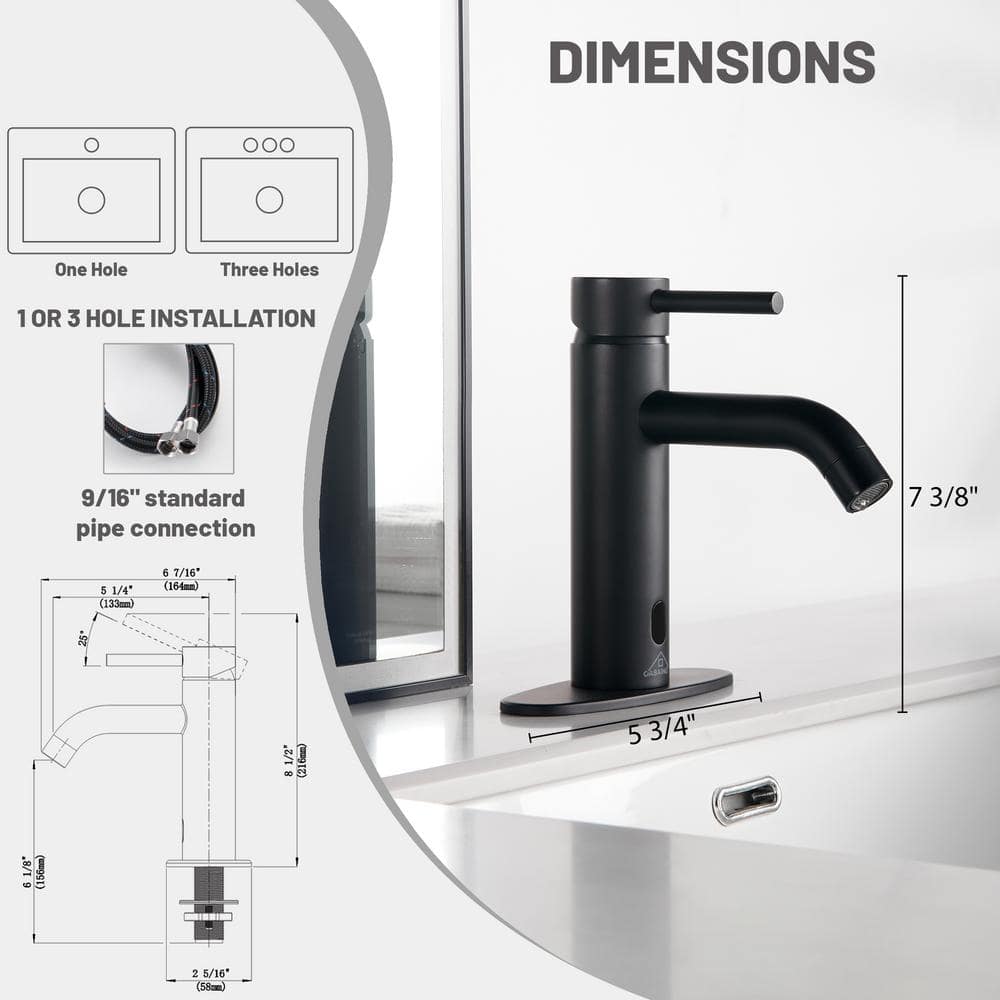 Matte Black Stainless Steel Touchless Bathroom Sink Faucet